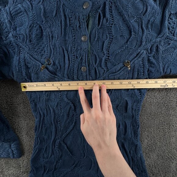 COOGI Blues Authentic Women Sweater Knit Pullover Blue Medium Cotton Henley - Picture 5 of 16